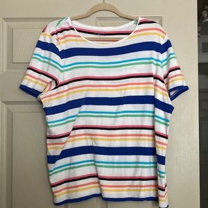 The Talbots Tee Plus Shortsleeved T-Shirt Multi-colored Stripes Size 2X